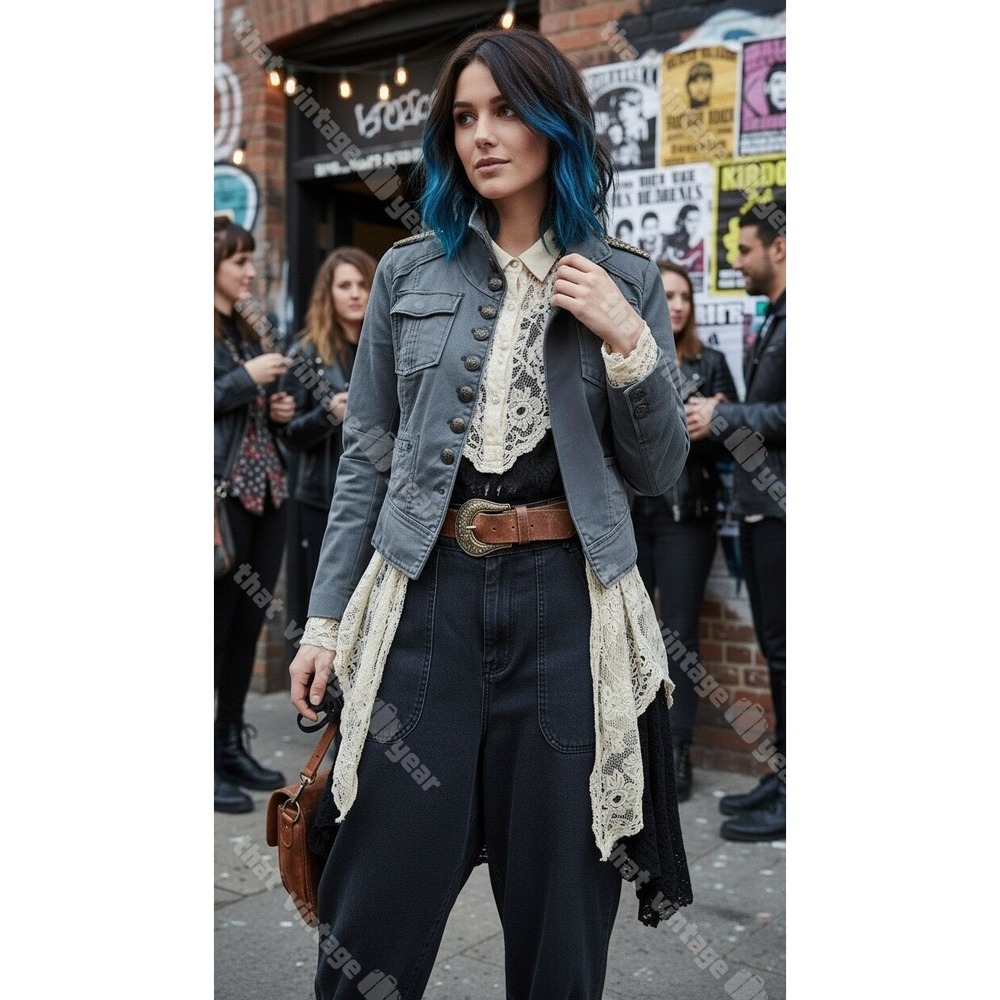 Free People Vintage Military Style Band Jacket, Medium